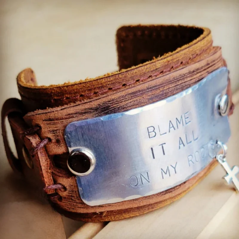 glitter bangles for women -Blame It All On My Roots Leather Cuff