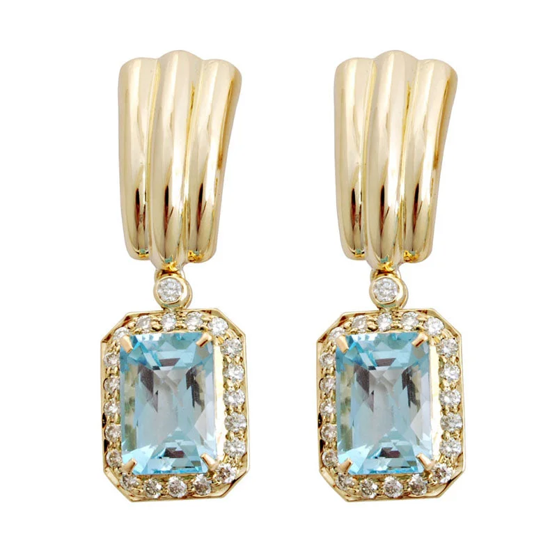 crystal earrings for women -Earrings- Blue Topaz And Diamond