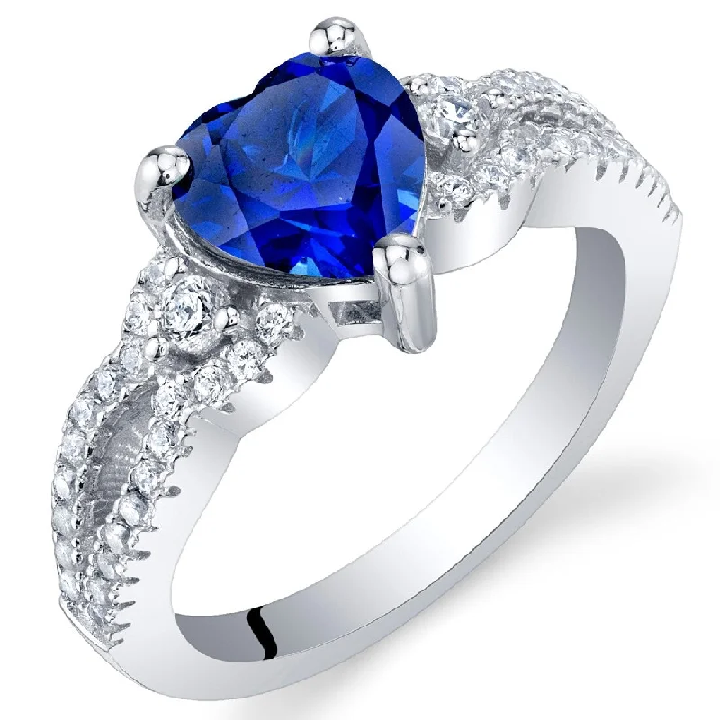 vintage solitaire rings -Sterling Silver 1.75 ct Created Sapphire Birthstone Ring