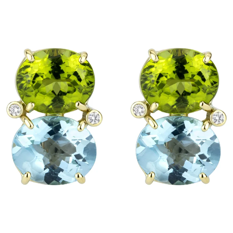 dangle earrings for women -Earrings - Blue Topaz, Peridot And Diamond