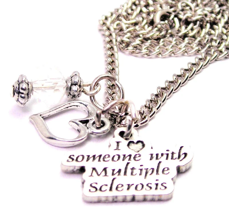 infinity pendant necklaces -I Love Someone With Multiple Sclerosis Necklace with Small Heart