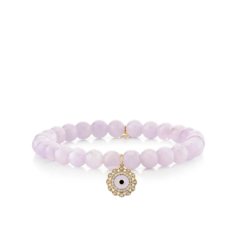 romantic bangles for women -Gold & Diamond Small Marquise Eye on Lavender Amethyst