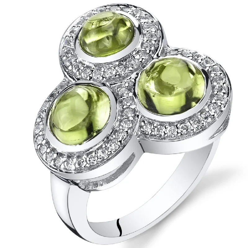 halo engagement rings -Sterling Silver 3 ct Peridot Birthstone Ring