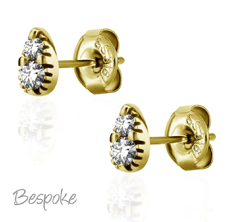 fashion earrings for women -Bespoke Earring Pear Jewel Gold 0.8mm - Pair