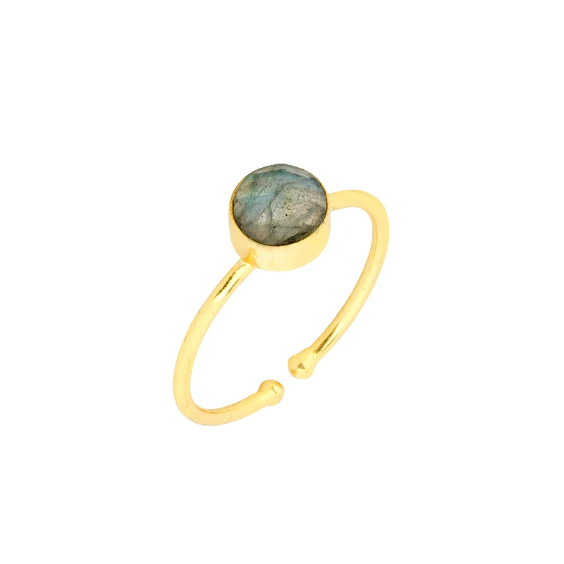 flower rings for women -Dotty Ring Labradorite