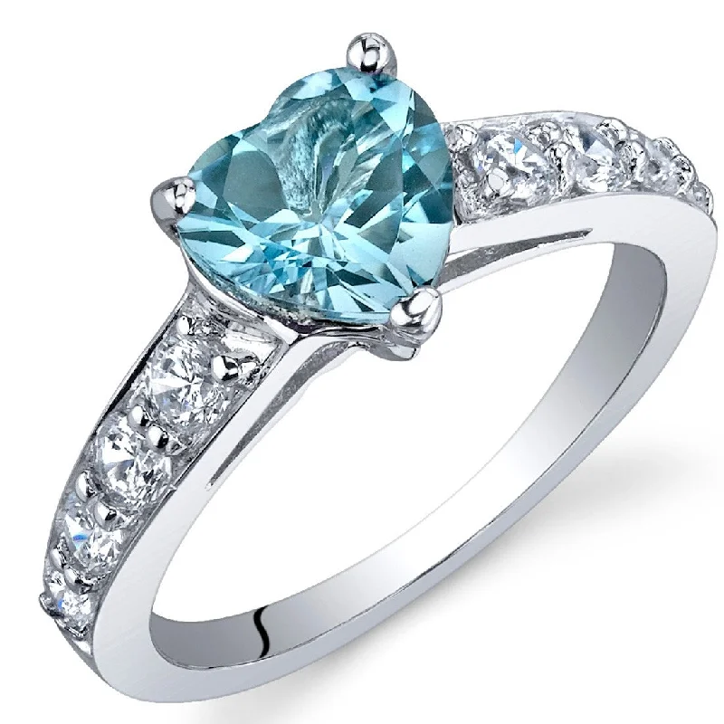 fashion rings for women -Sterling Silver 1.5 ct Swiss Blue Topaz Promise Ring